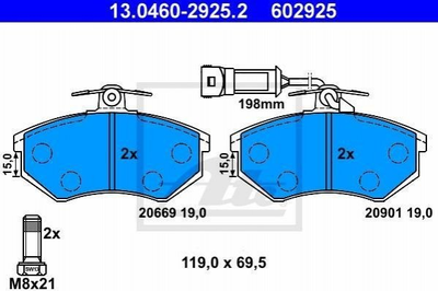 Гальмівні колодки ATE 13046029252 Audi 100, 80 443698151A, 443698151C, 443698151D