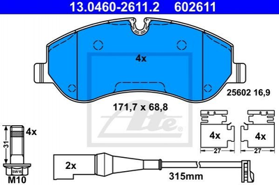 Тормозные колодки ATE 13046026112 Ford Transit 1763915, BK212K021AA, 1842632