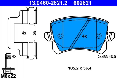 Колодки гальмові ATE 13046026212 Volkswagen Passat, CC; Skoda Octavia