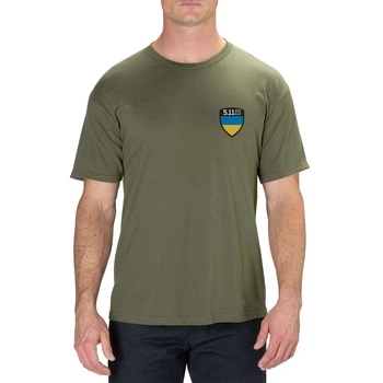 Футболка з малюнком 5.11 Tactical Shield Ukraine Military Green L (41273-225)