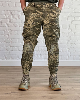 Тактичні штани ріп-стоп з флісовою підкладкою з НАКОЛІННИКАМИ Піксель S