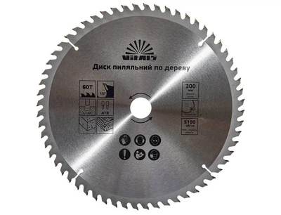 Диск пильный Vitals по дереву 300x30/25.4, ATB 60 (4-56-168145)
