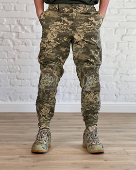 Тактичні штани ріп-стоп з флісовою підкладкою з НАКОЛІННИКАМИ Піксель L