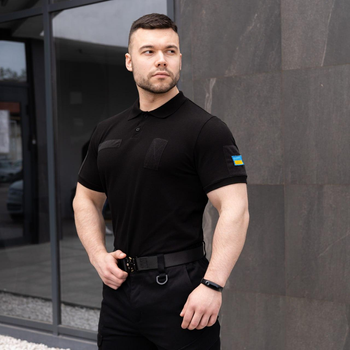 Мужская тактическая футболка поло черная армейская XL (68818890)