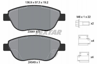 Колодки гальмові TEXTAR 2398101 Opel CORSA; Fiat 500 1605354, 68190118AA, 77366481