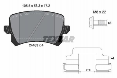 Колодки гальмові TEXTAR 2448302 Volkswagen Passat, CC 1K0698451G, 3C0698451A, 3C0698451C