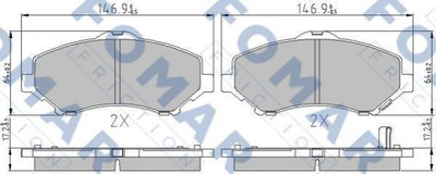 Тормозные колодки FOMAR FO850083 Jeep WRANGLER III (JK), Cherokee KK, Cherokee KJ; Dodge Nitro, Journey; Chrysler Voyager 68003701AA, 68029263AA, 68029264AA