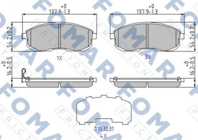 Тормозные колодки FOMAR FO969381 Renault Latitude; Suzuki SX4; Nissan Juke 410601605R, 41060AX086, 411202Y028