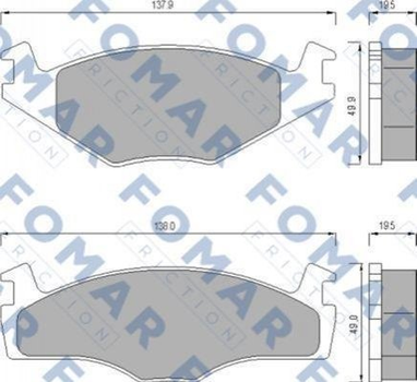 Тормозные колодки FOMAR FO436681 Volkswagen Caddy, Passat, Golf, Polo, Vento, Scirocco, Jetta; Seat Cordoba, Toledo, Ibiza 171698151F, 171698151G, 175698151