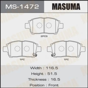 Тормозные колодки MASUMA MS1472 Toyota Corolla, Celica, Yaris, Prius 04465YZZE2, 0446552210, 0446552120