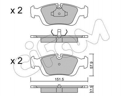 Тормозные колодки CIFAM 822-124-0 BMW 3 Series 34111160356, 34111160357, 34111160532