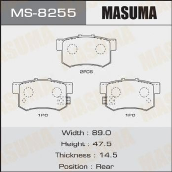 Тормозные колодки MASUMA MS8255 Honda Accord, Stream, CR-V, FR-V, Civic, Legend 43022TP6A01, 43022S5AJ01, 06430S0KJ01