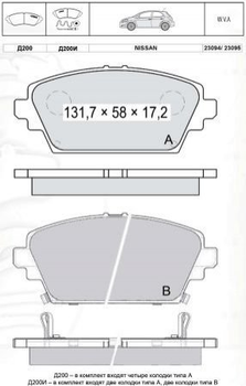 Тормозные колодки DAFMI / INTELLI D200E Nissan Almera, Primera; Honda Accord GBP90346AF, GBP90346, 45022S1AE50