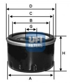 Фільтр масляний UFI 2324200 Ford Sierra, Mondeo, Fiesta BE8Z6731AB, 1039020, 1039021