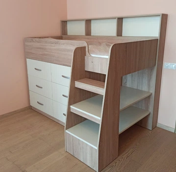 Ліжко-горище з відкритими полицями та комодом для дітей Fmebel Іллінойс 80х190