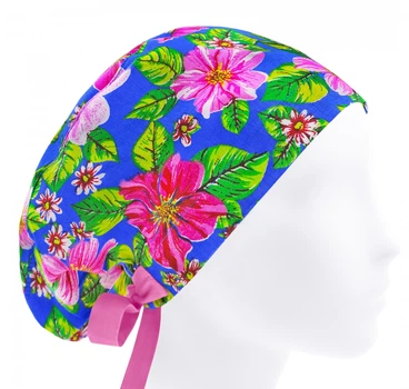 Медицинская шапочка женская HeadwearUniverse универсальная принт Гавайские цветы