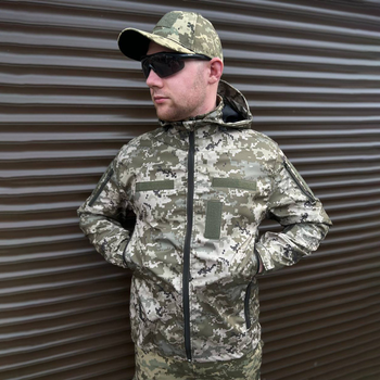 Чоловіча водонепроникна Куртка із липучками під шеврони / Вітровка з капюшоном піксель розмір 3XL