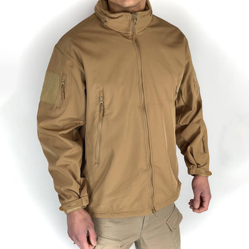 Чоловіча флісова Куртка Softshell з капюшном та вентиляційними блискавками койот розмір XXXL