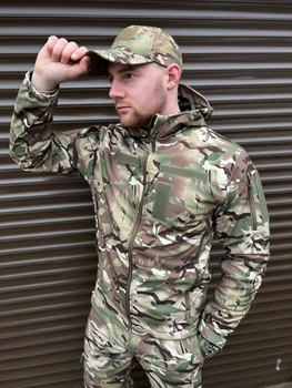 Щільна чоловіча Куртка з капюшоном Combat SoftShell на флісі мультикам розмір 54