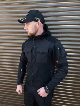 Мужская Флисовая Куртка с защитными накладками и вентиляционными пазухами черная размер L