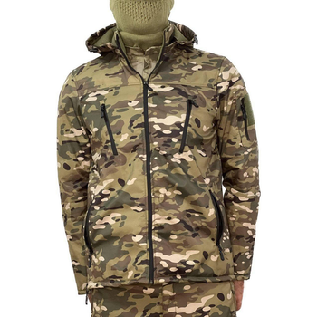 Чоловічий демісезонний Костюм Куртка + Штани / Польова форма Softshell на флісі мультикам розмір 3XL