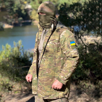 Чоловіча демісезонна Куртка CORDURA флісі з Капюшоном та Липучками під шеврони мультикам розмір 3XL