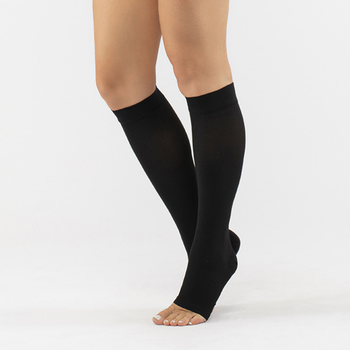 Компресійні медичні шкарпетки підколінні Ortenza з вікритими пальцями клас 2 Чорні 5101-A ORT розмір 1 (2000444201535)