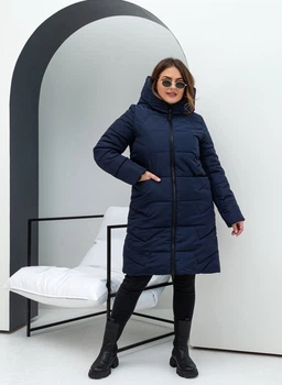 Женская зимняя куртка с капюшоном удлинённая MODA 000117 66 Синий (М-000117/2 V )