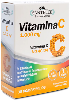Suplement diety Santelle Inmunodefence Vitamina C No Aćcida De 1700 Mg 30 kapsułek (8412016373221)