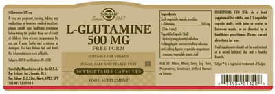 Дієтична добавка Solgar L-Glutamina 500 мг 50 капсул (33984013209)