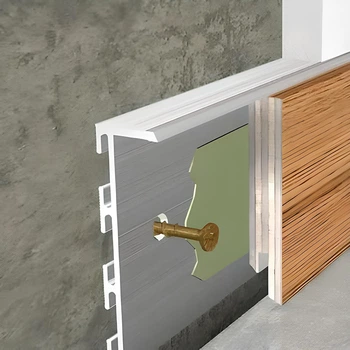 Алюминиевый плинтус Luciano скрытого монтажа Alluwall 2400x55x15 Натур. BFMA5515ENF