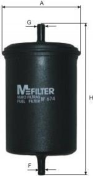 Топливный фильтр M-FILTER BF674 Renault Espace, Laguna, Clio; Nissan Primera; Volkswagen Transporter, Passat, Golf; Audi A6, TT; Skoda Octavia, Superb; Mercedes Sprinter, S-Class; Seat Toledo; BMW 5 Series 0024772701, 0024772801, 0024772601