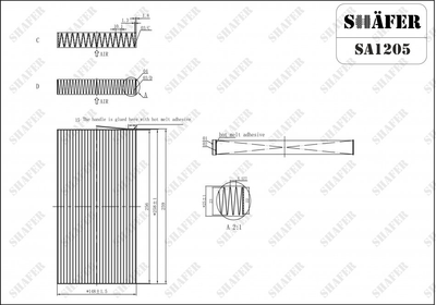 Фільтр салону SHAFER SA1205 Nissan Leaf, Juke 272771FC0A, 278911FC0A, 278911FE0A