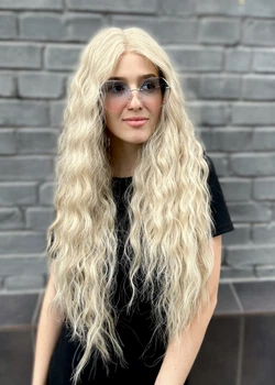 Парик на сетке кудрявый Lace Wig SupeL Lily Apric блондин, термостойкое волокно