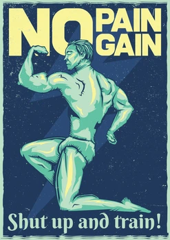 Металевий постер "No pain, no gain", 25см*18см , p-145