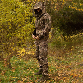 Утепленный мужской Костюм SoftShell на флисе / Комплект Куртка с капюшоном + Брюки мультикам размер 2XL