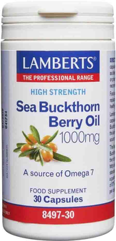 Suplement diety Lamberts Omega 7 Olej z owoców rokitnika zwyczajnego 1000 mg 30 kapsułek (5055148411442)