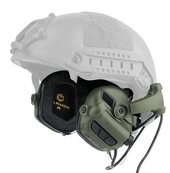 Військові навушники тактичні активні Earmor M31 та кріпленням для шолома жабки