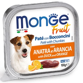 Вологий корм для собак MONGE (Монж) DOG FRUIT з качкою та апельсином Вага: 0.1 кг.