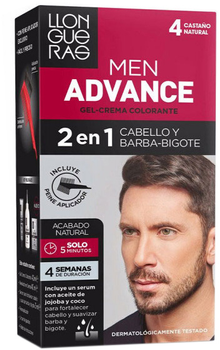 Farba kremowa z utleniaczem do włosów Llongueras Men Color Advance No 4 Castano Ceniza 125 ml (8007376054202)