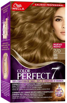 Farba kremowa z utleniaczem Wella Color Perfect 7 100 Cobertura De Canas 7-0-Rubio Medio 60 ml (4064666324104)