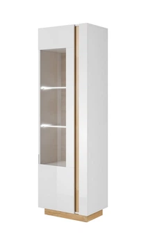 Витрина высокая Arco 1D1W/60 1-дверная Белый глянец/дуб грандсон