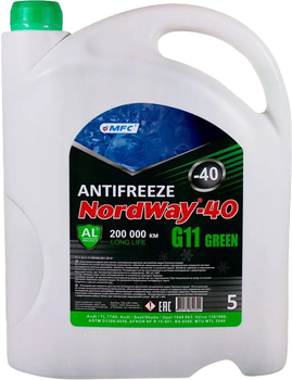 Антифриз Nordway -40 G11 -32°C 5 л Зелений (4820250120459)