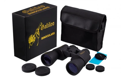 Бінокль Galileo BW6 20x50 Porro BK-7 з багатошаровим покриттям лінз, 20x збільшення, діаметр об'єктива 50 мм, прогумований корпус, для полювання, туризму та спостереження
