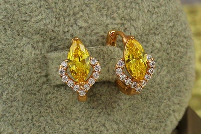 Сережки Xuping Jewelry маркиз із жовтим каменем 1.4 см золотисті