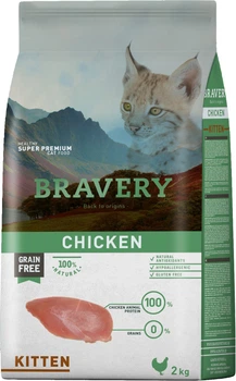 Сухий корм для кошенят BRAVERY Chicken Cat Kitten з куркою 2 кг (8436538947722)