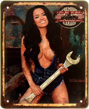 Металлическая табличка "Большой Гаечный Ключ (Pin Up)" (ms-103892)