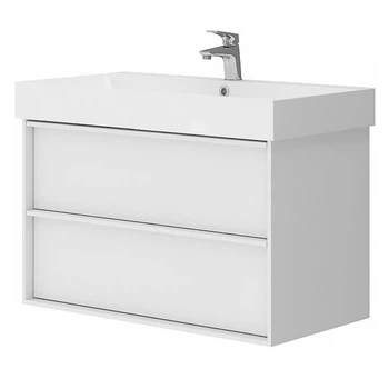 Тумба с умывальником DEVIT Quadra 86.4x60x45см подвесная белая 083085WB