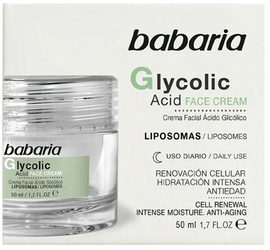 Krem do twarzy Babaria Glycolic Acid Face Cream Cell Renewal 50 ml (8410412100595)
