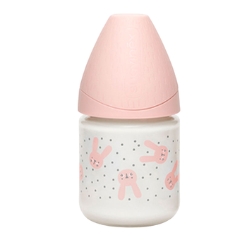 Пляшка для годування Suavinex Baby Bottle Glass Silicone Teat 3 Positions Różowy 120 мл (8426420015837)